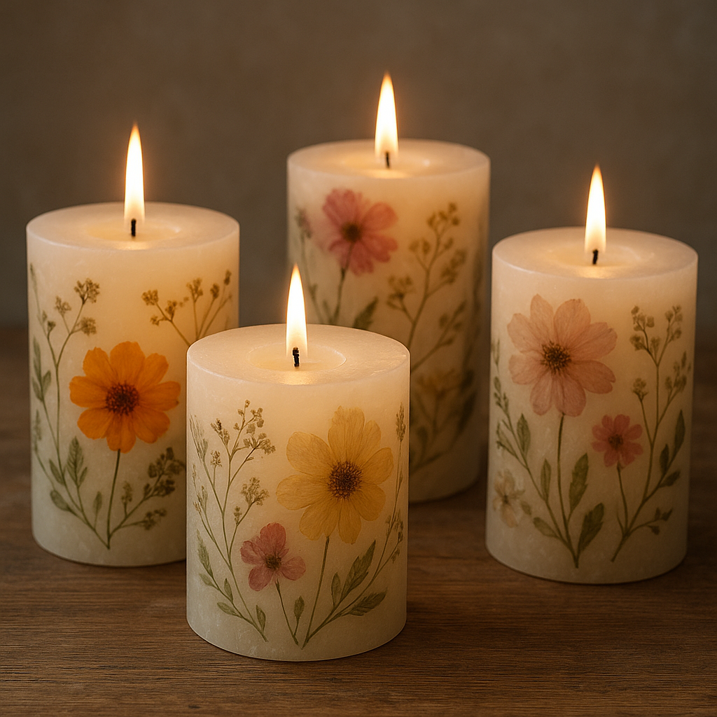 Świece z zatopionymi kwiatami